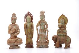 FOUR ORIENTAL CARVED HARDSTONE/JADE FIGURES