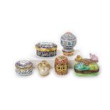 A GROUP OF ENAMEL AND PORCELAIN MINIATURE BOXES