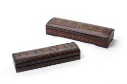 TWO BURMESE RECTANGULAR BLACK LACQUER BOXES