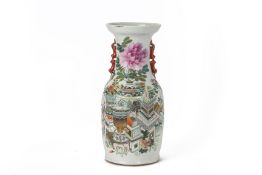 A FAMILLE ROSE PORCELAIN BALUSTER VASE