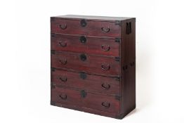 A JAPANESE TANSU STYLE CHEST OF DRAWERS