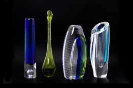 A GROUP OF FOUR STUDIO ART GLASS VASES