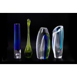 A GROUP OF FOUR STUDIO ART GLASS VASES