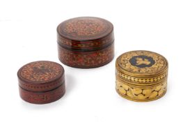 THREE LACQUERED BURMESE BOXES