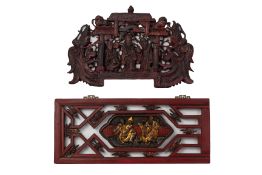 TWO CHINESE CARVED WOODEN PANELS