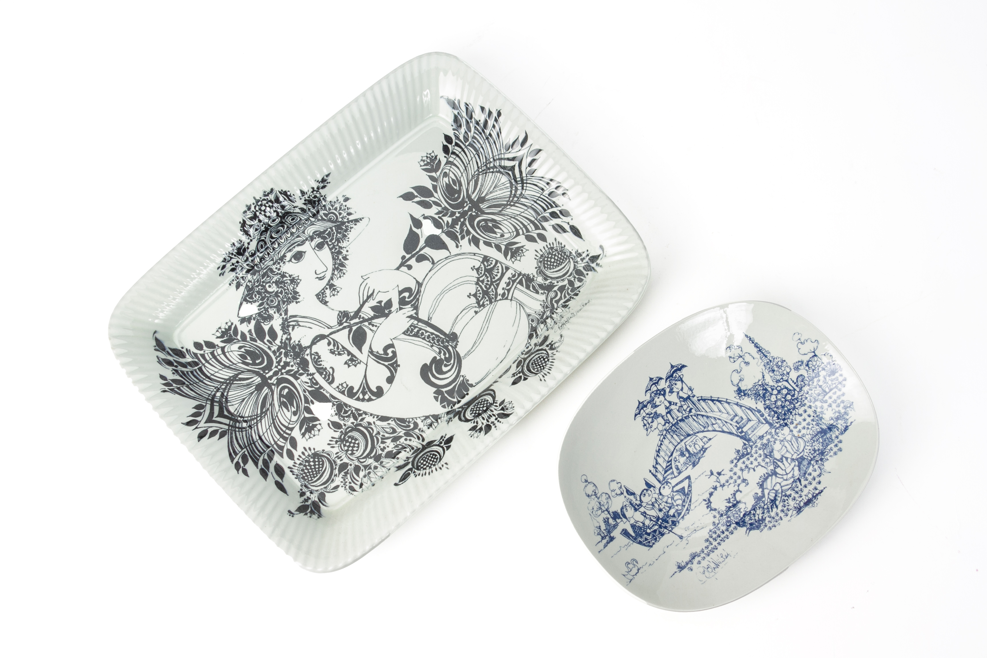TWO BJORN WIINBLAD FOR NYMOLLE SERVING DISHES
