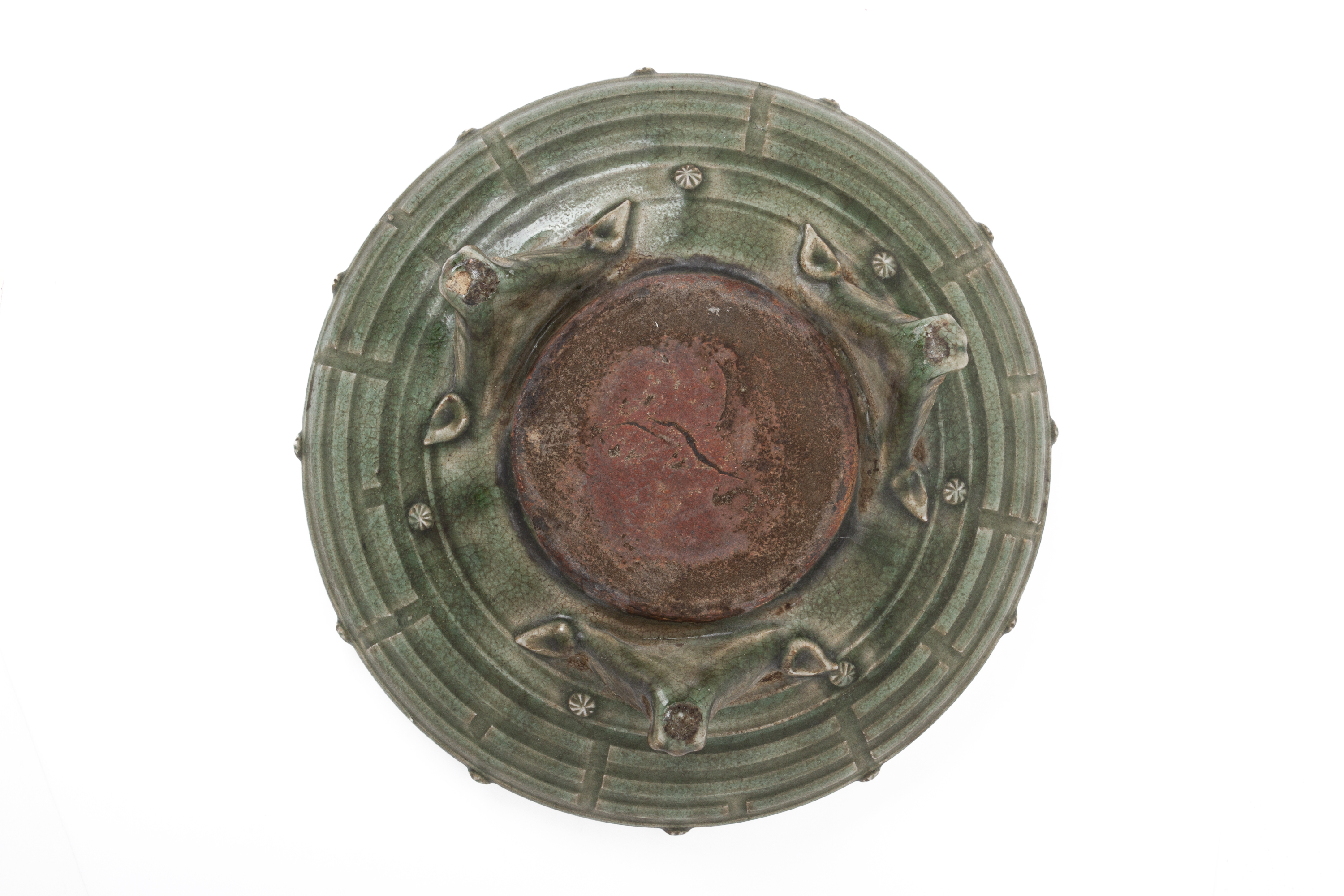 A LARGE CELADON EIGHT TRIGRAMS TRIPOD CENSER - Image 2 of 3