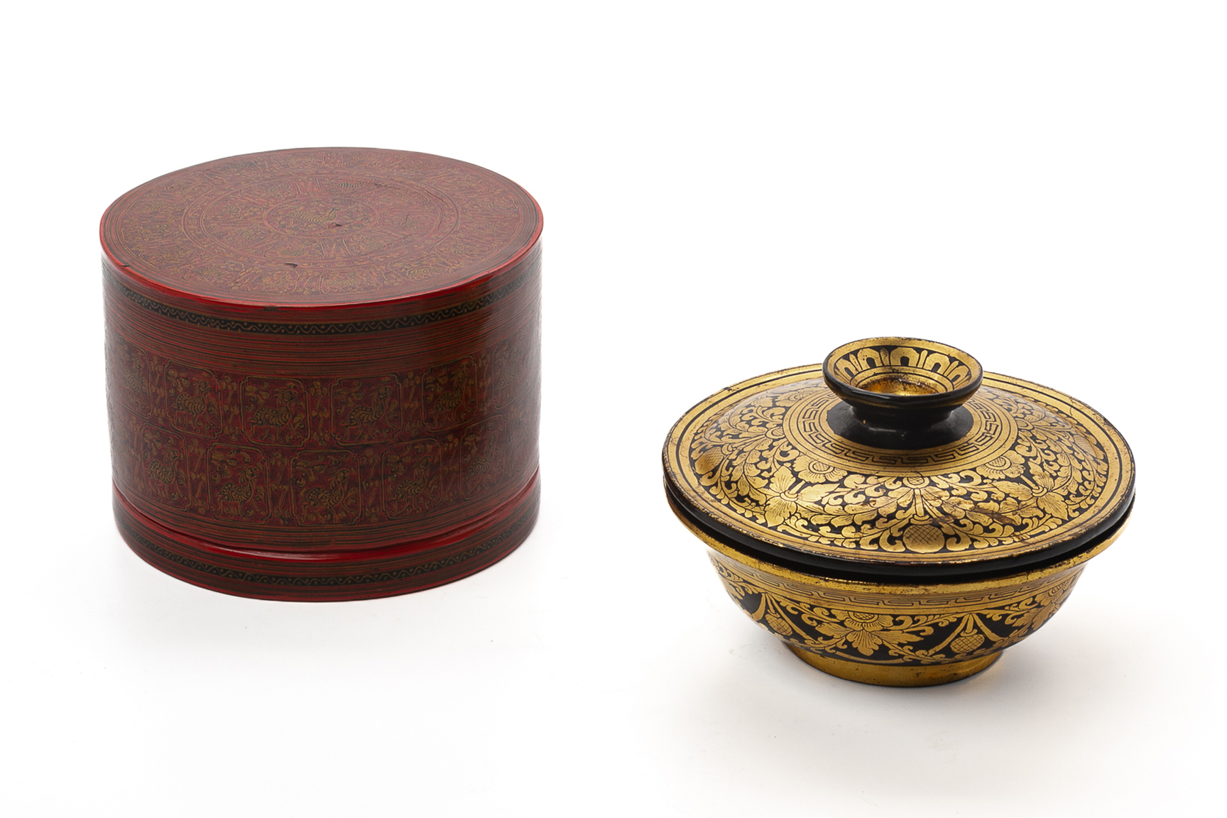 TWO BURMESE LACQUER BOXES