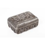 A LARGE BURMESE SILVER TABLE BOX