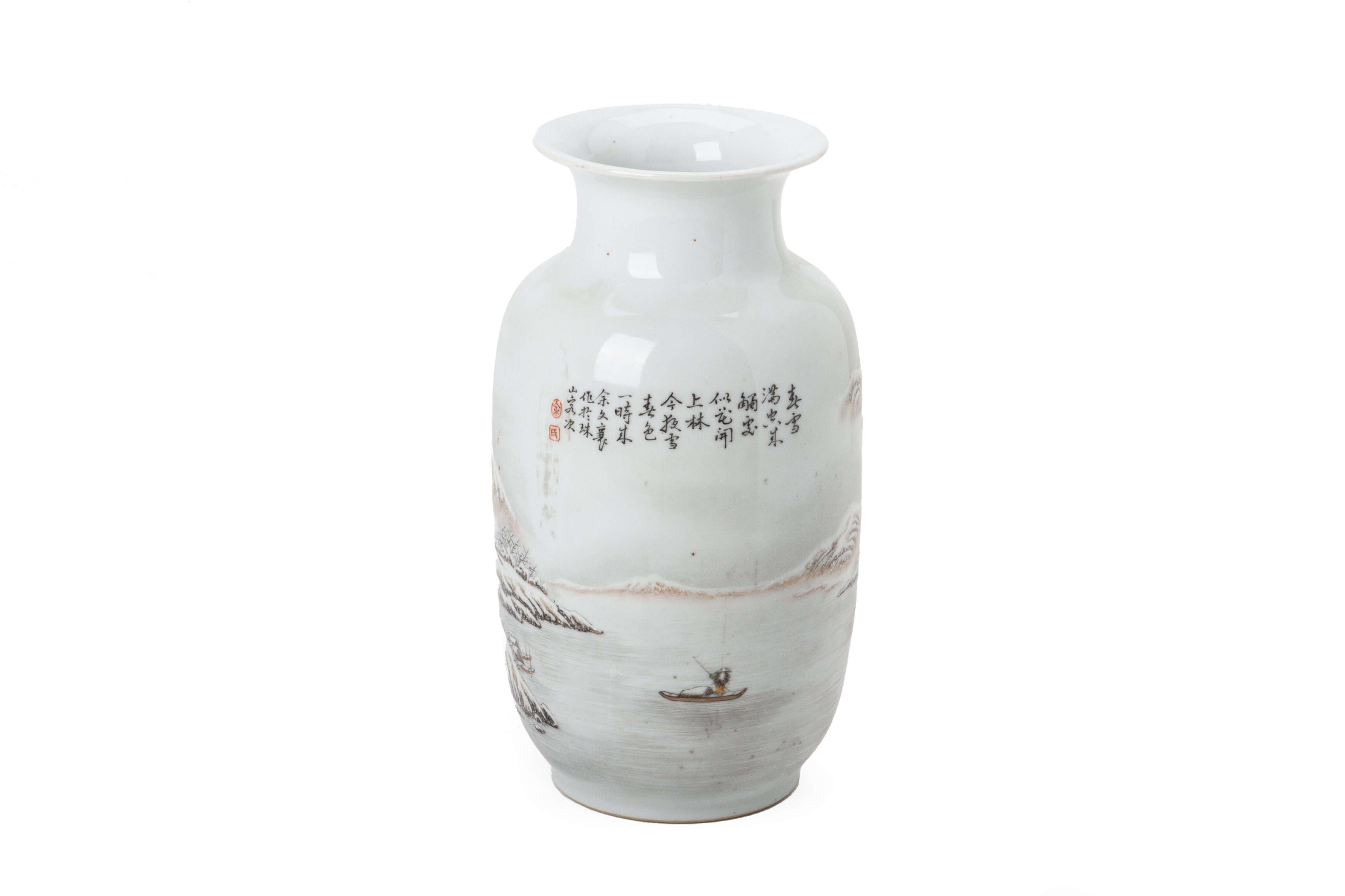 A CHINESE PORCELAIN WINTER LANDSCAPE VASE - Image 2 of 4