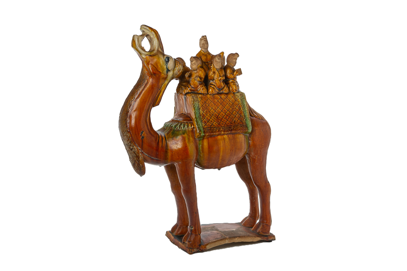 A LARGE SANCAI GLAZED MODEL OF A CAMEL