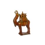 A LARGE SANCAI GLAZED MODEL OF A CAMEL