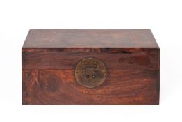 A TWIN HANDLED BURLWOOD TABLE BOX