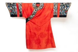 A CHINESE EMBROIDERED SILK ROBE
