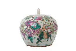 A FAMILLE ROSE PORCELAIN JAR AND COVER