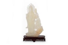 A CARVED JADE MODEL OF GUANYIN