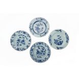 A GROUP OF FOUR CHINESE EXPORT BLUE AND WHITE PLATES