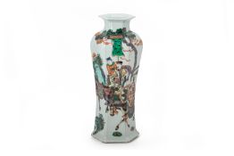 A HEXAGONAL FAMILLE VERTE PORCELAIN VASE