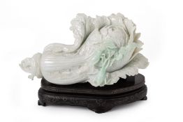 A CHINESE JADE CARVING OF A CABBAGE