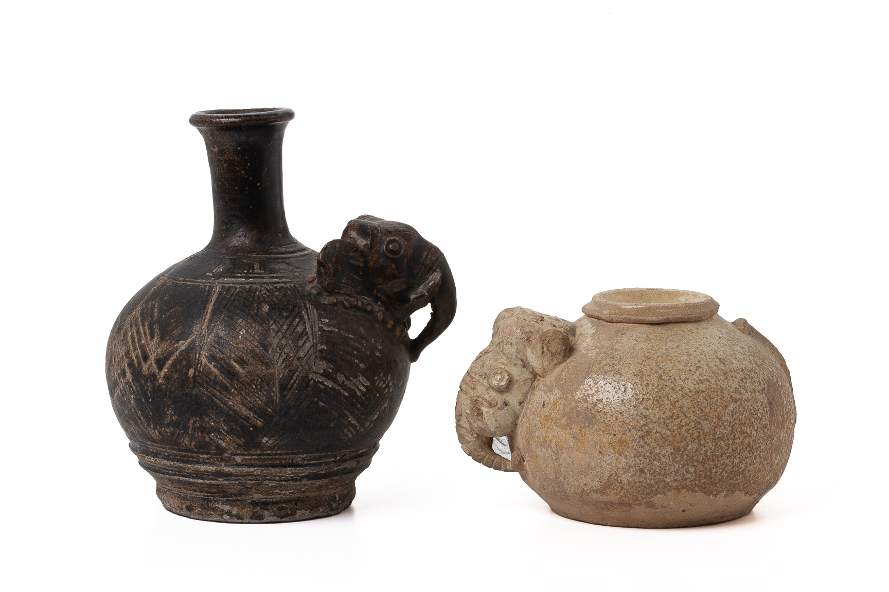 TWO KHMER STYLE ELEPHANT FORM POTTERY VESSELS - Image 3 of 3