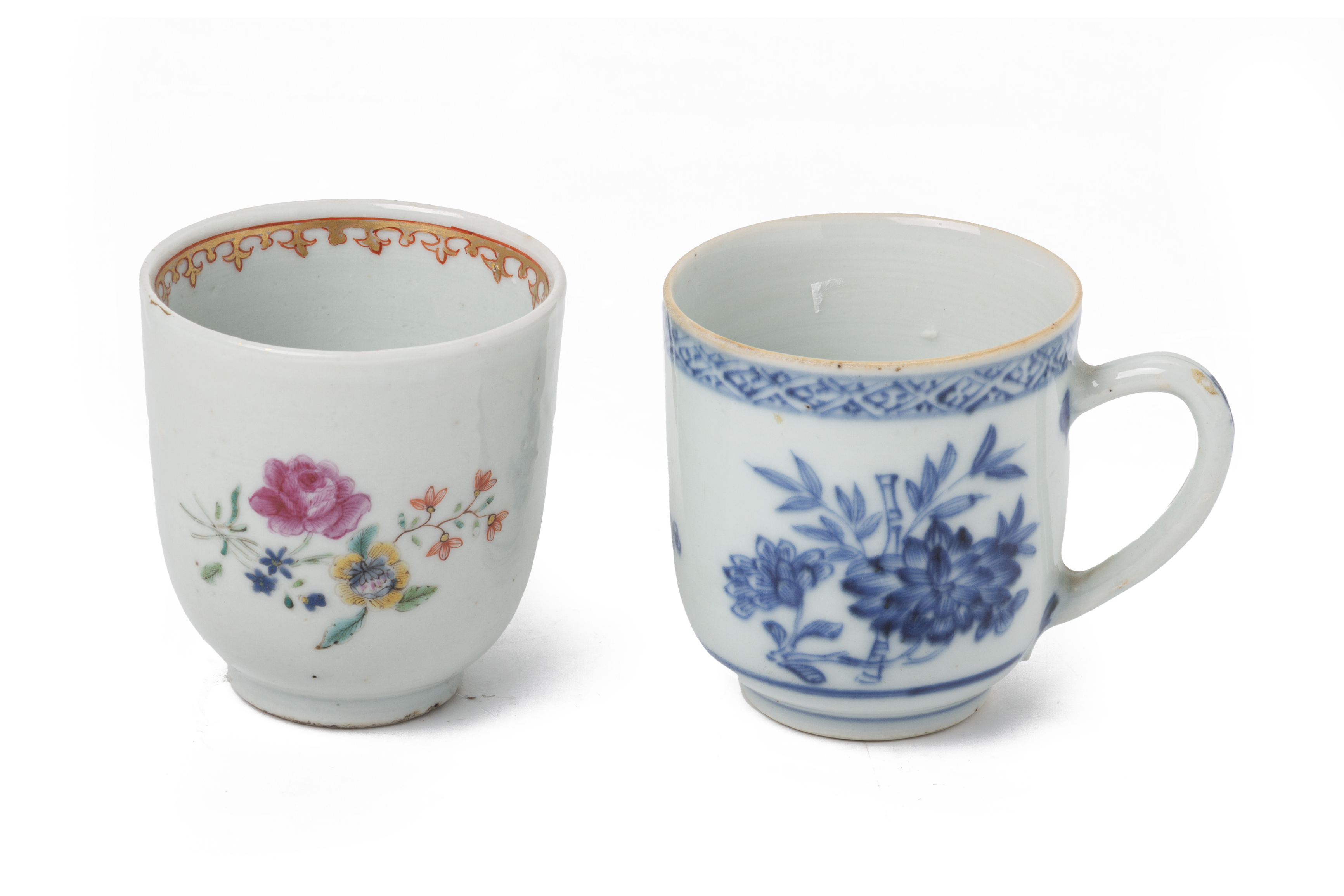 TWO CHINESE EXPORT PORCELAIN COFFEE CUPS