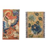 TWO CHINESE EMBROIDERED SILK SLEEVE PANELS