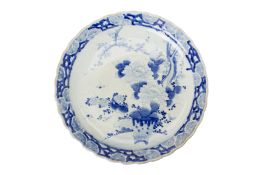 A LARGE JAPANESE BLUE AND WHITE PORCELAIN CHARGER