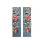 A PAIR OF CHINESE 'PEACH' EMBROIDERED SLEEVE PANELS