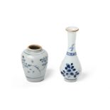 TWO SMALL CHINESE BLUE AND WHITE VASES