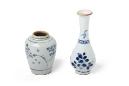 TWO SMALL CHINESE BLUE AND WHITE VASES