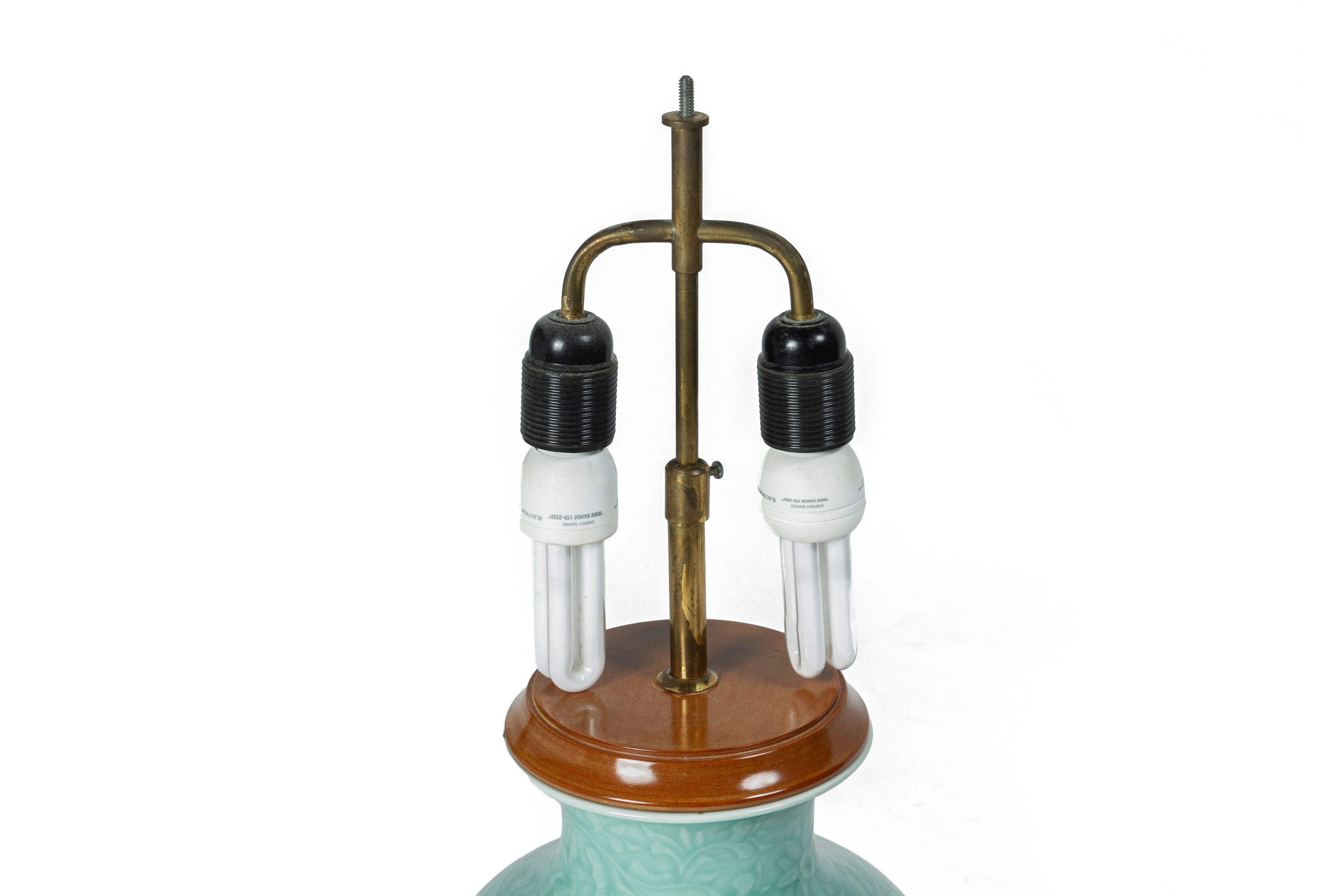 A PAIR OF CELADON GLAZED LAMPS - Image 3 of 3