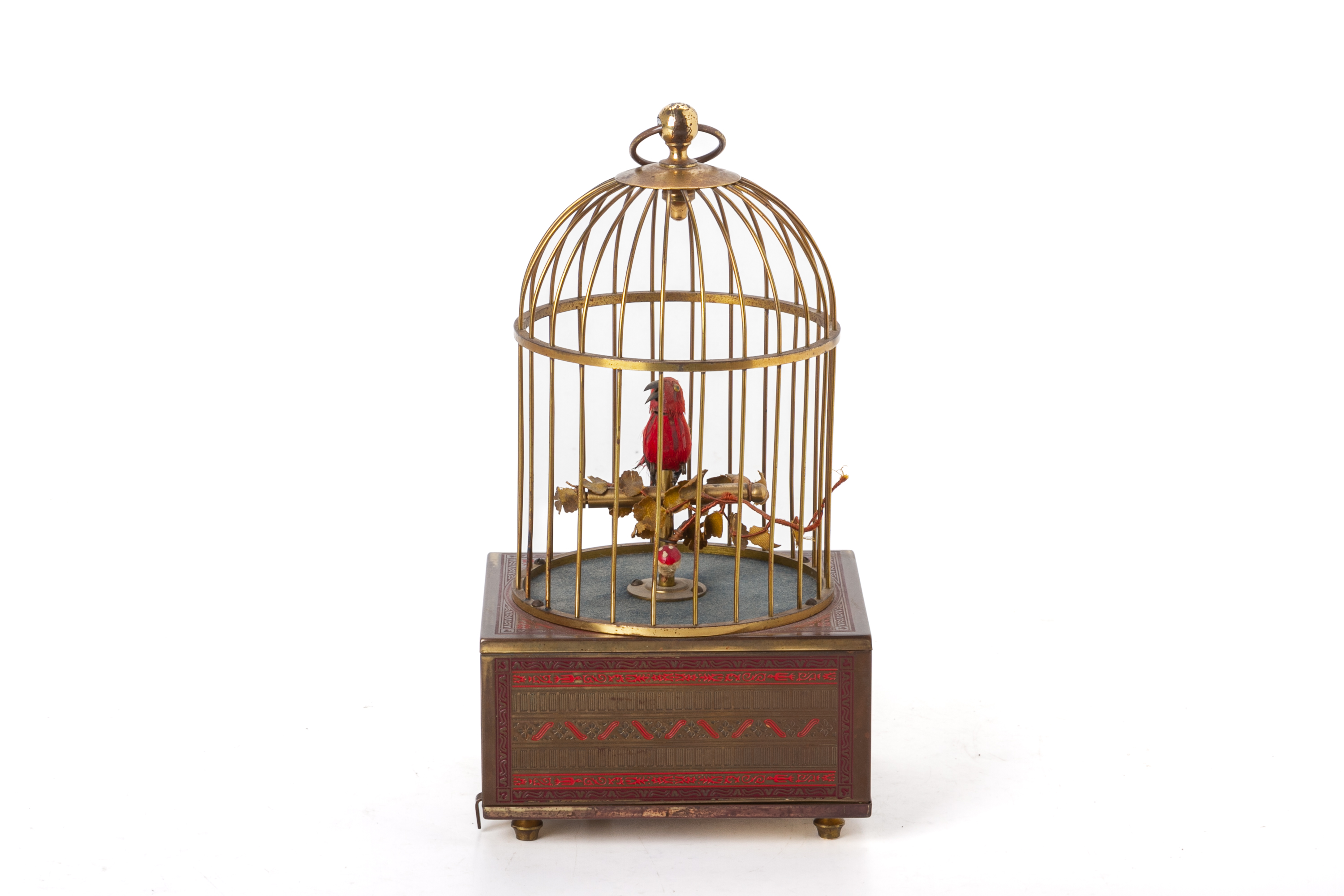 A GILT BRASS SINGING BIRD AUTOMATON - Image 2 of 3