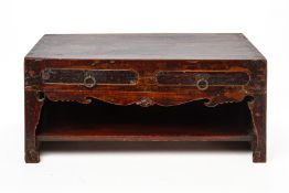 A CHINESE CARVED WOOD LOW CABINET