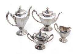 AN AMERICAN SILVER PLATED TEA AND COFFEE SERVICE