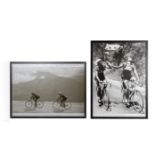 TWO FRAMED PRINTS OF GINO BARTALI AND FAUSTO COPPI