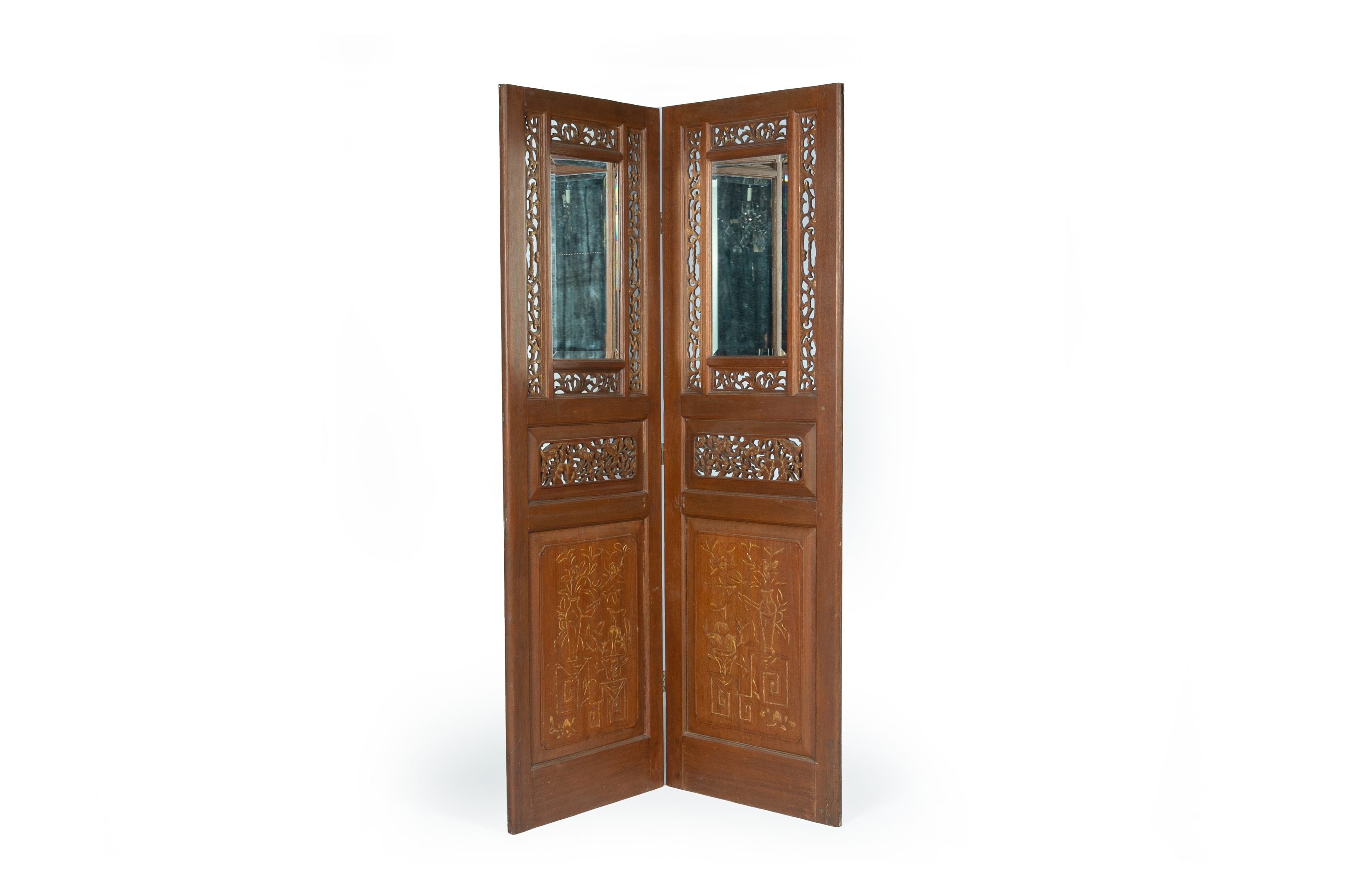 A PAIR OF CARVED PERANAKAN DOORS