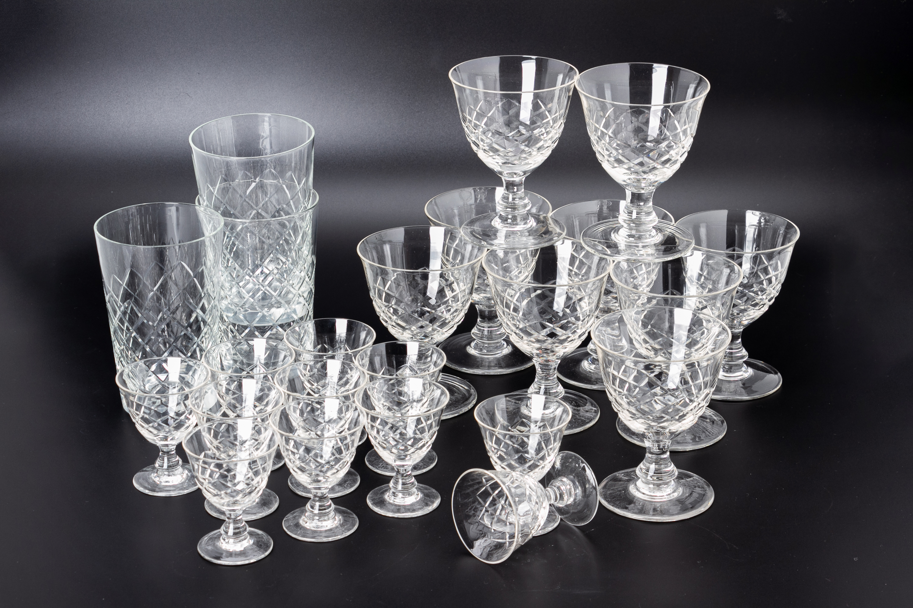 AN ANTIQUE GROUP OF GLASSWARE