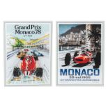 TWO MONACO GRAND PRIX RE-PRINT POSTERS