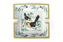 AN HERMES 'TOUCANS' PORCELAIN ASHTRAY