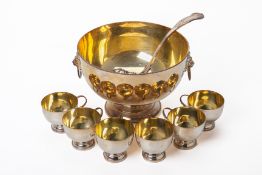 AN ENGLISH SILVER PLATED PUNCH SET