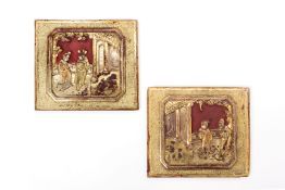 A PAIR OF GILTWOOD CARVED PANELS