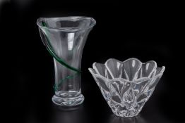 AN ORREFORS GLASS BOWL AND A KROSNO GLASS VASE