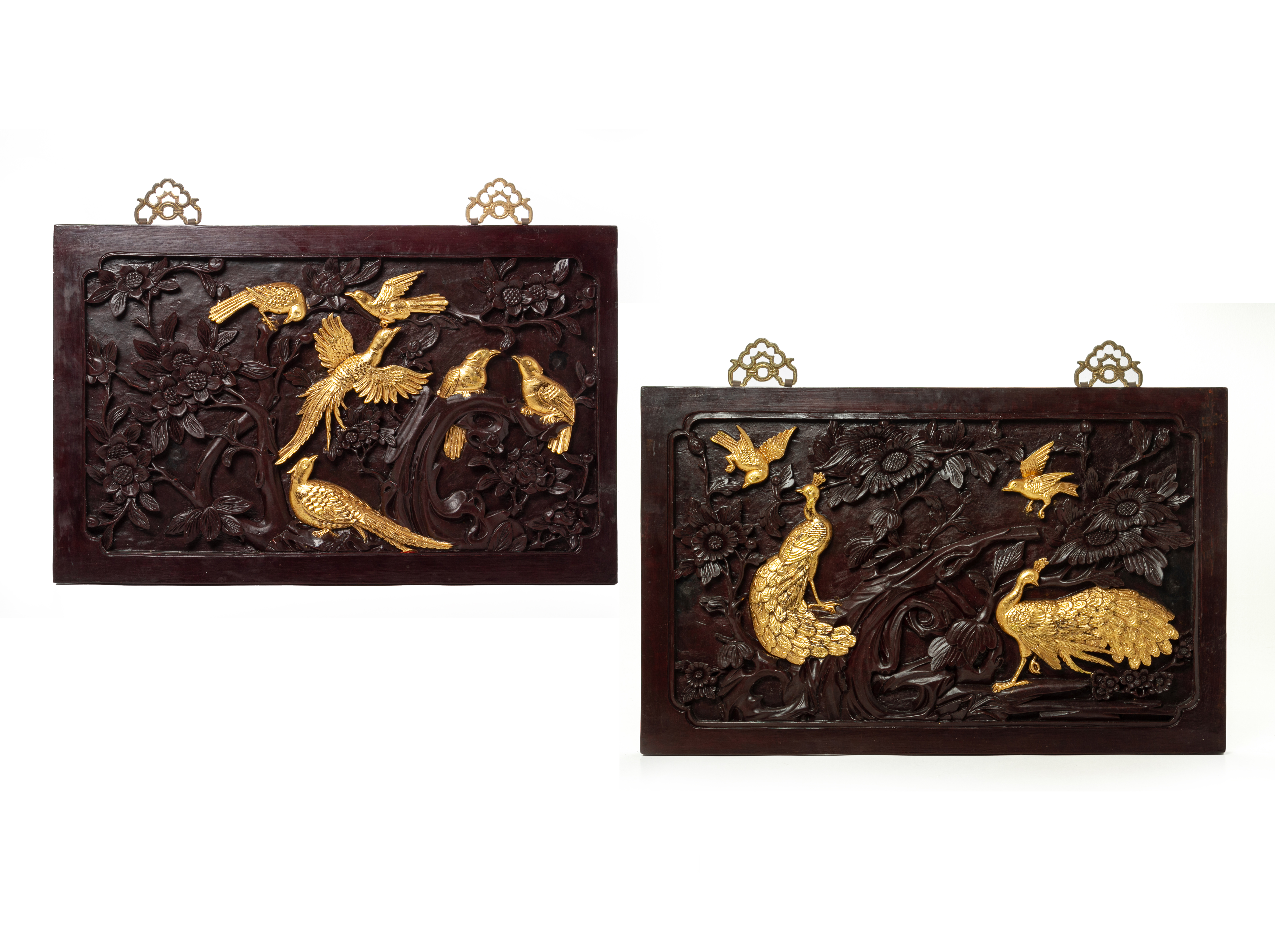 A PAIR OF CHINESE CARVED WOOD PANELS