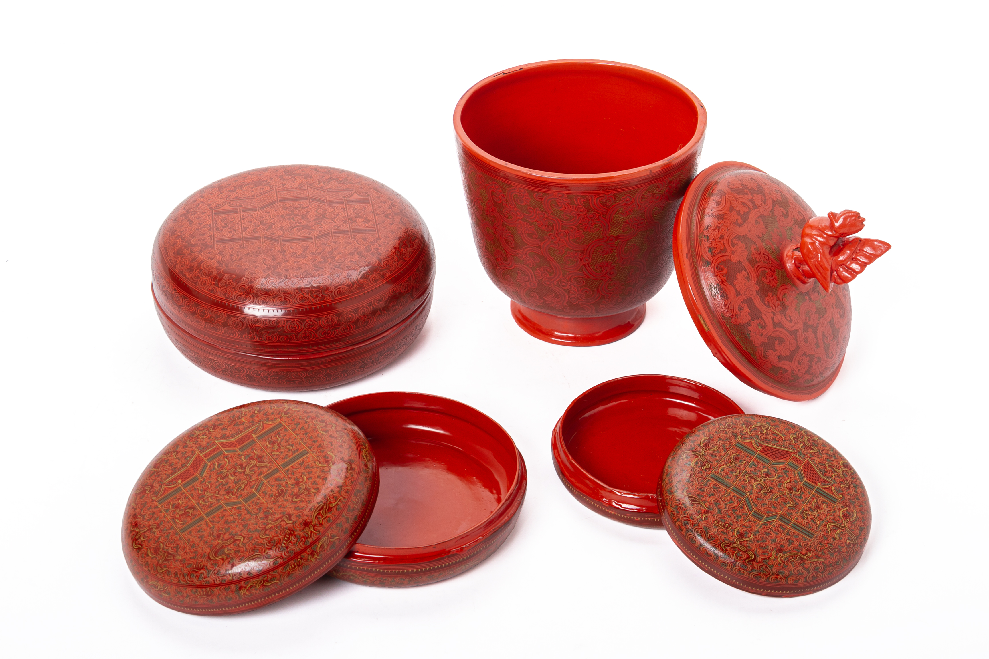 FOUR BURMESE LACQUER ITEMS - Image 2 of 4