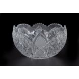 A LARGE BOHEMIA CRYSTAL CUT GLASS BOWL