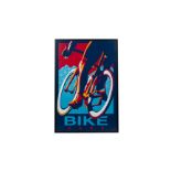 A 'BIKE HARD' FRAMED CYCLING POSTER