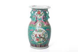 A PERANAKAN STYLE TURQUOISE GROUND VASE