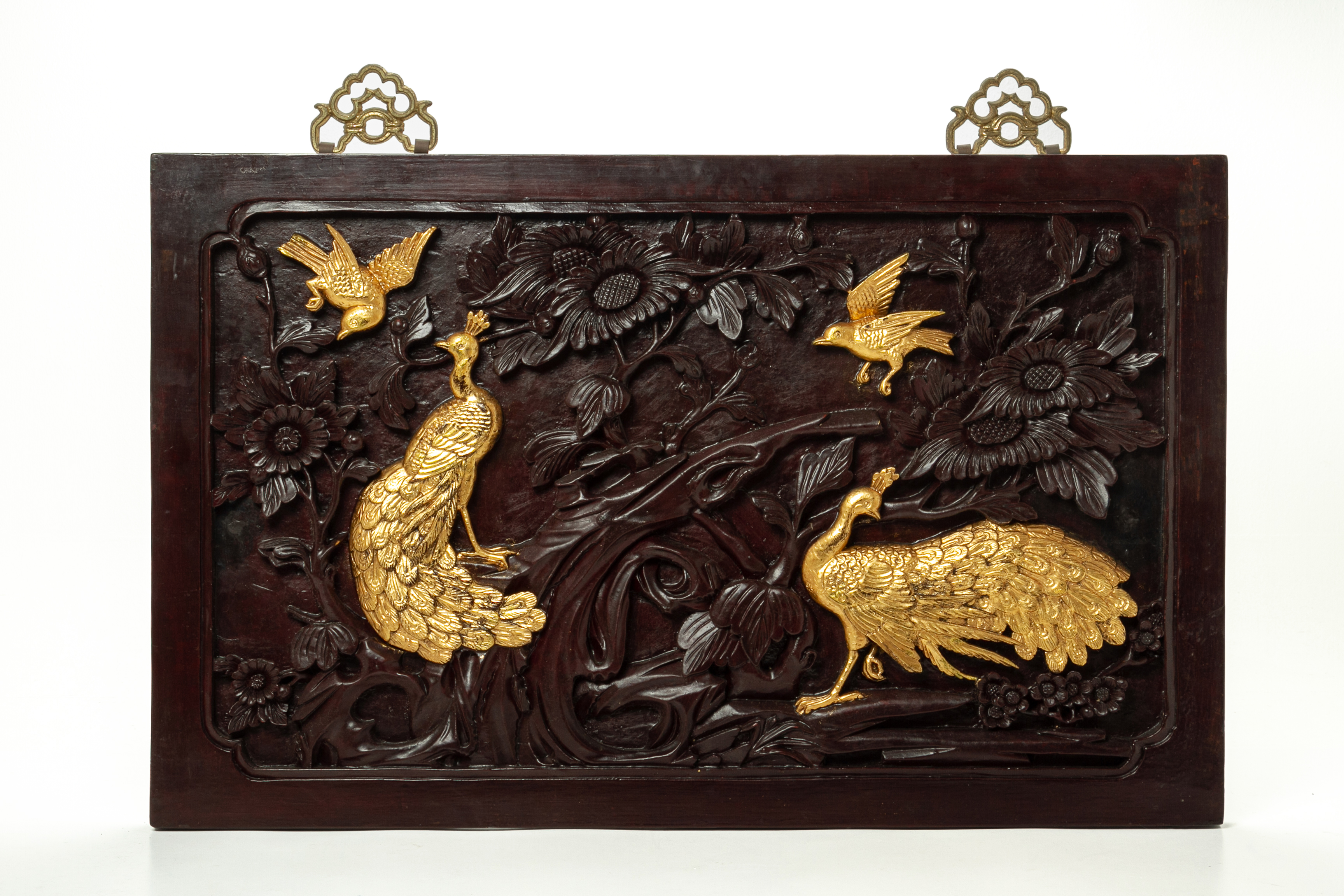 A PAIR OF CHINESE CARVED WOOD PANELS - Image 4 of 6