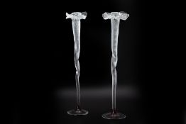 A PAIR OF CRYSTAL CANDLE STANDS BY ALTEREGO