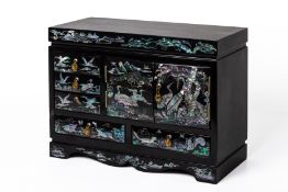 A KOREAN BLACK LACQUERED SMALL CABINET